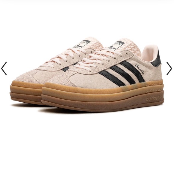 adidas Shoes - adidas Women’s Pale Pink Suede Sneakers with Black Stripes